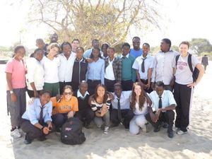 Students and Alumna Charlotte in Botswana